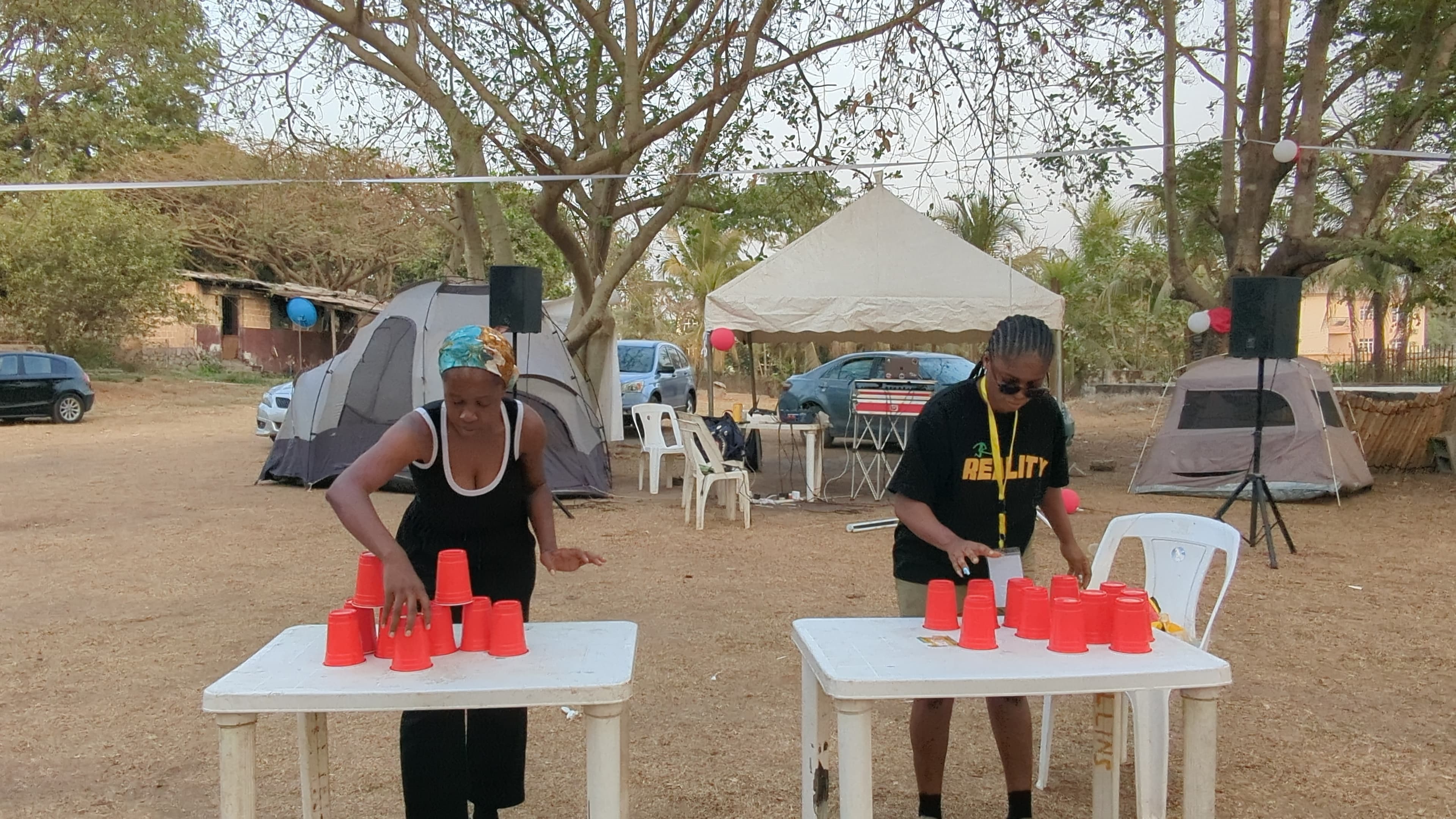 Group of colleagues completing an outdoor challenge together