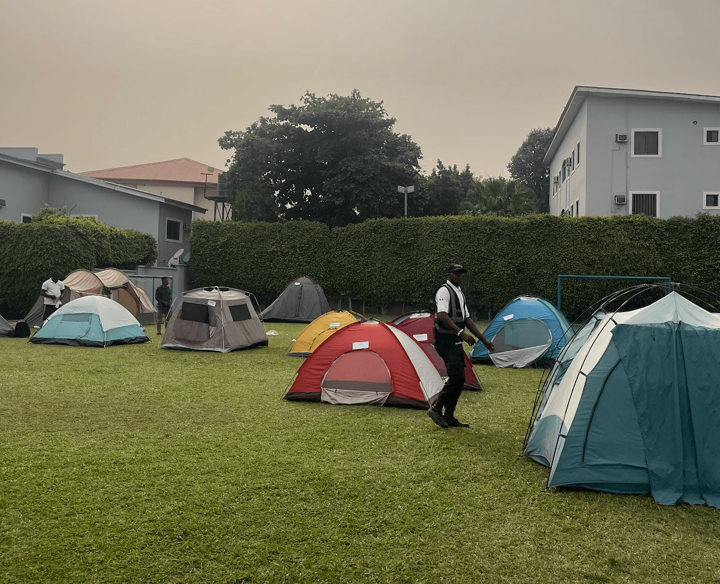 Premium camping gear laid out