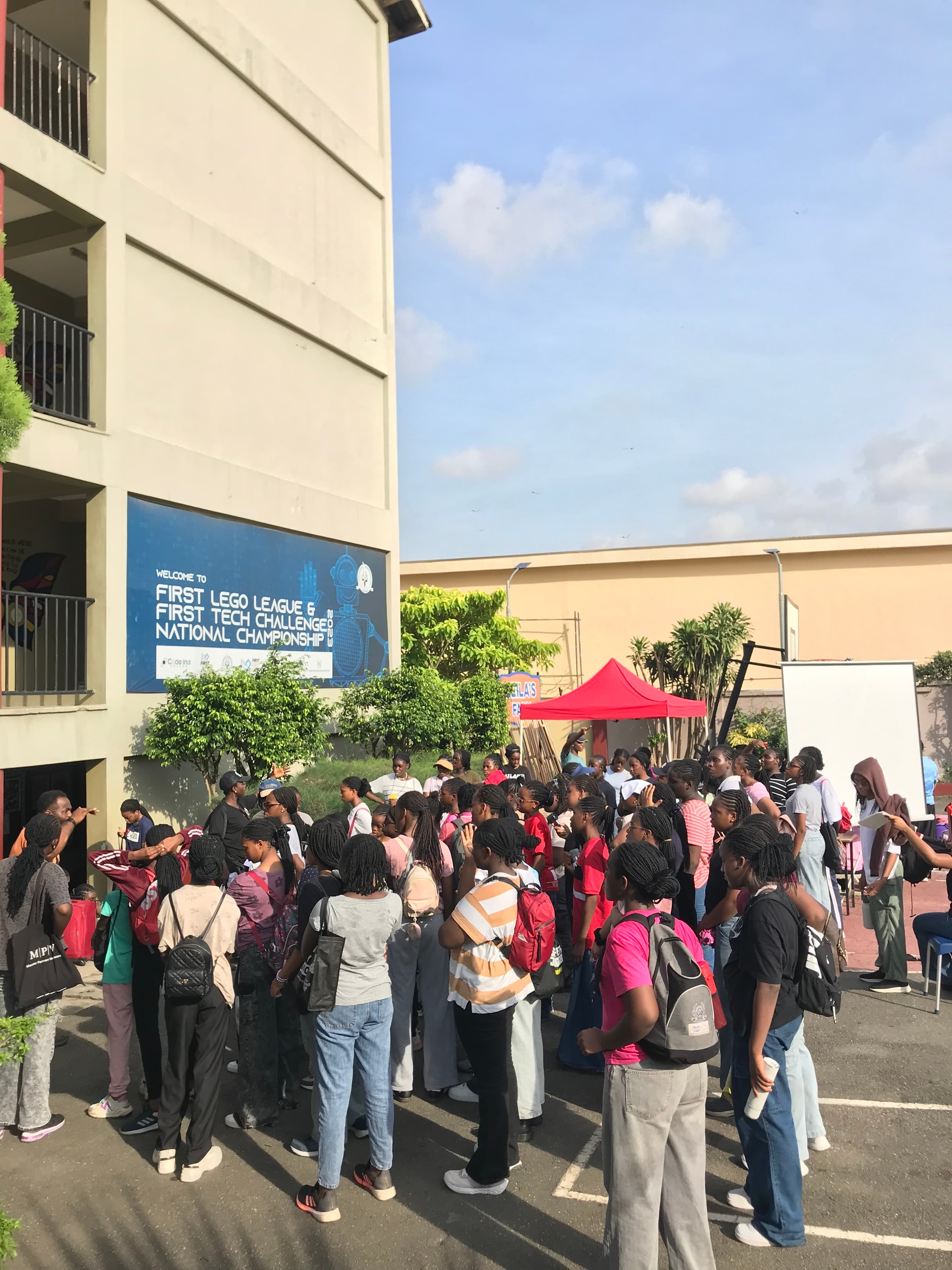 Students gathered at an outdoor school event